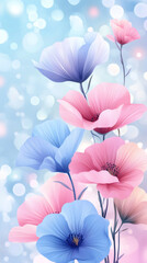 Aufkleber - Pastel-colored poppy flowers creating a delicate and dreamy atmosphere with blurred bokeh background