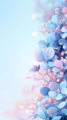 Poster - Pastel-hued blossoms spreading soft petals, evoking gentle spring romance and delicate beauty across serene watercolor-inspired landscape
