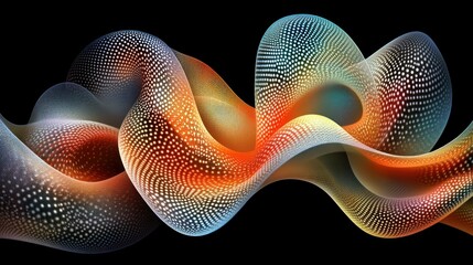 Wall Mural - abstract swirling digital wave art on black background