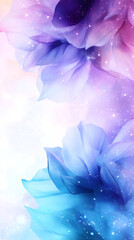 Aufkleber - Ethereal blue-purple flower petals sparkling with luminescent highlights forming whimsical enchanted botanical backdrop