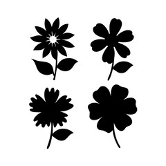 Wall Mural - collection of beautiful flower silhouettes in black color, vector illustration