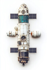 overhead view of space probe, space vehicle, vehicle photography, white background