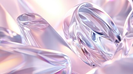 Poster - A captivating 3D animation featuring rotating glass shapes against a light background, rendered in high-definition 4K.