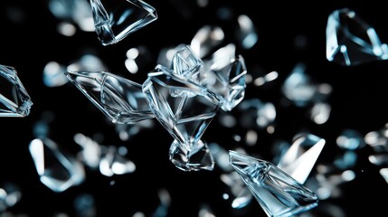 Fototapete - A captivating 3D animation featuring rotating glass shapes against a light background, rendered in high-definition 4K.