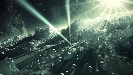 Wall Mural - realistic full-size image of the asteroid belt from space