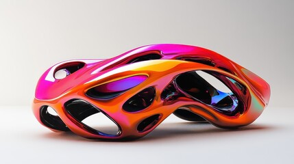 Fototapete - A futuristic colorful shape is rendered in 3D, featuring vibrant hues and cutting-edge design elements.