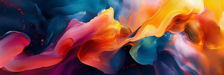 Wall Mural - a vibrant abstract painting with bold brushstrokes and dynamic colors -