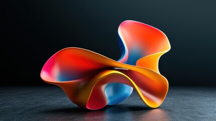 Poster - An abstract colorful shape stands out against a minimalist background, rendered in three dimensions.