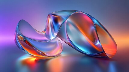 Poster - An abstract glass shape featuring a colorful refraction effect, rendered in 3D.