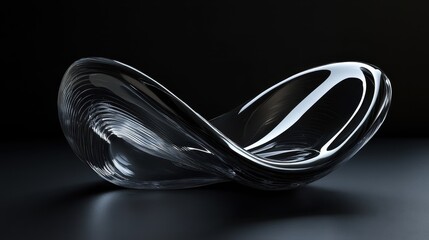 Fototapete - An abstract glass shape rendered against a dark background, creating a striking contrast.