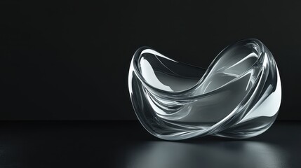 Fototapete - An abstract glass shape rendered against a dark background, creating a striking contrast.