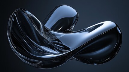 Fototapete - An abstract glass shape rendered against a dark background, creating a striking contrast.