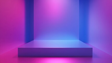 Poster - An abstract minimalist animation featuring a purple and blue colored background design, rendered in 3D.