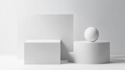 Fototapete - An abstract minimalist background design featuring a white geometric composition.
