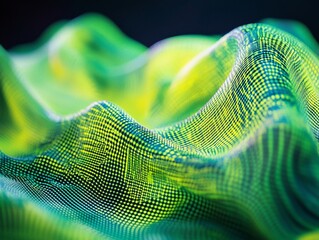 Wall Mural - abstract green and yellow digital wave.