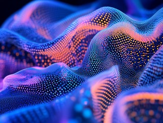 Wall Mural - abstract colorful glowing particle wave background.