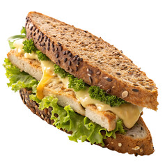 Wall Mural - Delicious Sandwich with Cheese and Lettuce - Tasty Snack Image