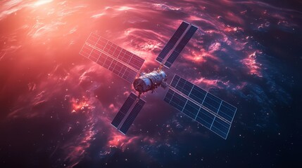 Wall Mural - a space shuttle is flying through the sky above a planet. the shuttle is surrounded by a lot of star