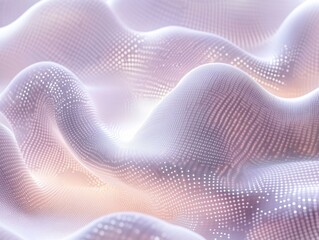 Wall Mural - abstract wavy surface with glowing particles.