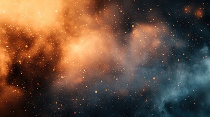 Wall Mural - cosmic nebula orange and blue gas clouds in space (1)