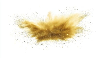 Fototapete - A dramatic explosion of gold color powder, isolated on a white background.