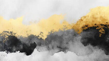 Aufkleber - An abstract watercolor background combining white, golden, and black hues with ink black street graffiti elements.