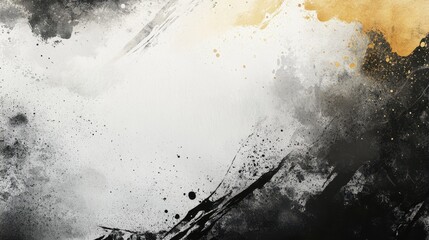 Aufkleber - An abstract watercolor background combining white, golden, and black hues with ink black street graffiti elements.
