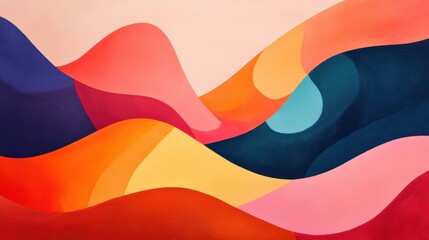 Wall Mural - abstract colorful layered shapes forming a visual landscape design