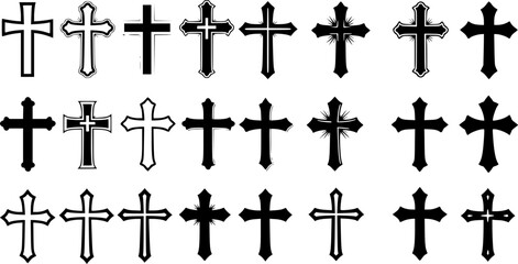 Wall Mural - vector set Religious CROSS BUNDLE, Jesus Cross, Old Rugged Cross , Christian ,Cross , Religious , Cross ClipArt, Crosses, Catholic Cross, Silhouette Cross, Faith Cross