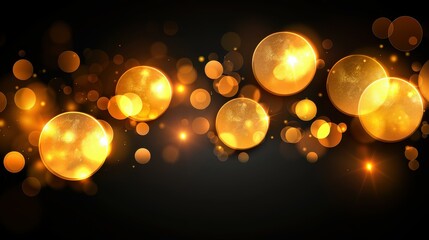 Wall Mural - abstract golden bokeh shines on a dark backdrop, ideal for celebrations, events, and festive designs