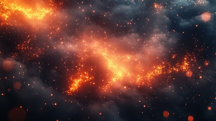 Wall Mural - fiery cosmic nebula swirls in dark space