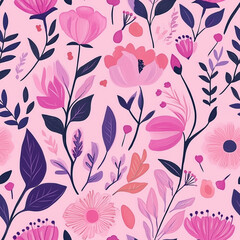 Wall Mural - seamless pink floral acrylic pattern background