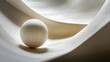 © Fozle - Wooden Sphere in Abstract Wave Sculpture Minimalist Design