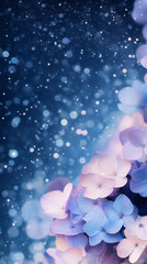 Aufkleber - Delicate hydrangea blooms blurring softly with pastel background, evoking gentle romantic mood