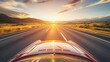 © twinklewin labs - vintage convertible car driving on an empty road