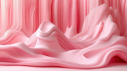 Wall Mural - pink abstract waves landscape digital art