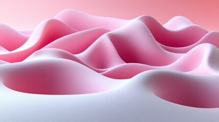 Wall Mural - pink and white abstract waves digital landscape