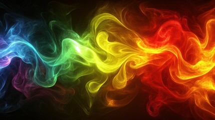 Wall Mural - Rainbow Smoke Swirls on Dark Background