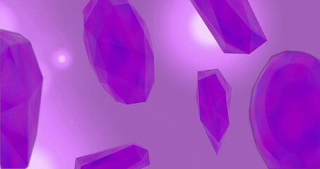 Wall Mural - purple geometric shapes floating, abstract image on light purple background