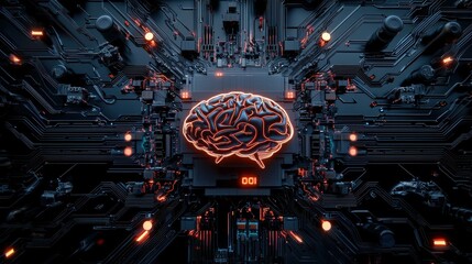 Aufkleber - A computer chip with a brain on it