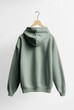 © Safdar - Sage green hoodie hanging on a white background viewed from the back product photography