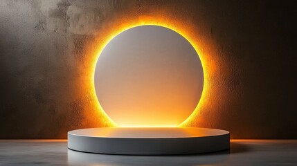 Aufkleber - A white circle with a yellow light shining on it