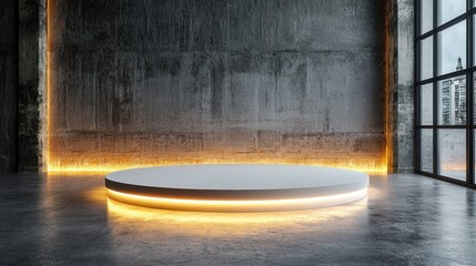 Aufkleber - A white circular stage with a yellow border