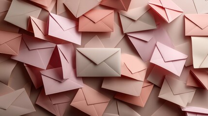 Poster - A bunch of pink envelopes are piled on top of each other