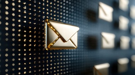 Poster - A gold colored envelope is displayed on a black background