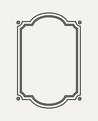Wall Mural - Simple outline frame. Geometric retro frame with classic shapes. Thin border with double stroke. Design element for invitation. Linear vector illustration isolated on background