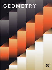 Wall Mural - Abstract gradient poster. Minimalistic flyer or cover with geometric shapes and stair steps. Design element for social networks and banner. Cartoon 3D vector illustration in modern art style