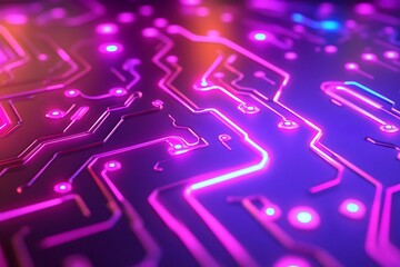 Wall Mural - neon circuit board design