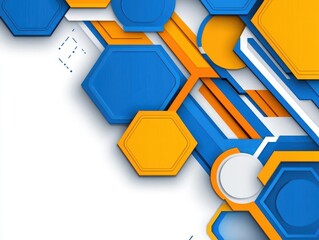 Leinwandbilder - Vibrant blue and orange hexagon pattern with intricate geometric design creating a striking visual impact and appeal