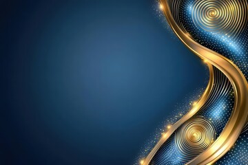 Aufkleber - Striking blue background enhanced with intricate gold swirls creating a luxurious and eye-catching visual experience
